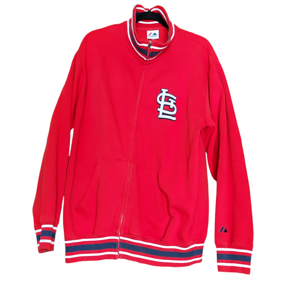 Vintage VTG Majestic St. Louis Cardinals Men's Full Zip Fleece Lined Logo Jacket - Picture 1 of 7